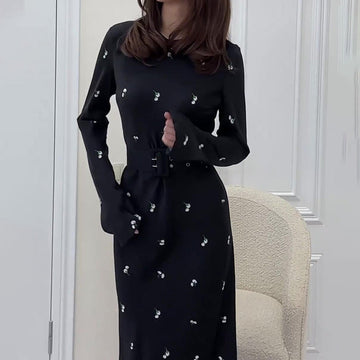 New Comfortable Fashion Round Wave Point Repair Waist Long Dress